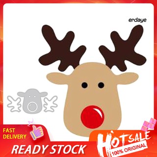 Erd Christmas Deer Head แผ่นแม่แบบตัดลาย Diy สําหรับตกแต่งสมุดอัลบั้มงานหัตถกรรม