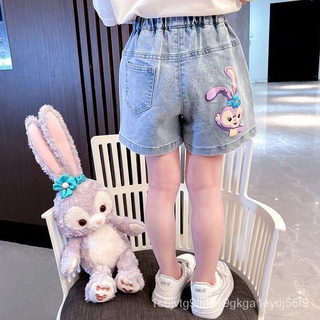 กางเกงเด็กผู้หญิง กางเกงยีนส์ขาสั้นทรงหลวม ฤดูร้อน 2022 กางเกงขาสั้นผ้ายีนส์ เวอร์ชั่นเกาหลีใหม่ กางเกงยีนส์เอวสูงยืด