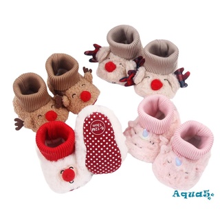 Aqq- รองเท้าพื้นนิ่ม กันลื่น ประดับขนเฟอร์ เหมาะกับใส่ในร่ม กลางแจ้ง สําหรับเด็กวัยหัดเดิน เด็กทารก เด็กผู้ชาย ผู้หญิง