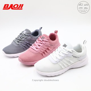 BAOJI ของแท้ 100% รองเท้าผ้าใบผู้หญิง รองเท้าออกกำลังกาย  รุ่น BJW608 (ชมพู / เทา/ ขาว) ไซส์ 37-41