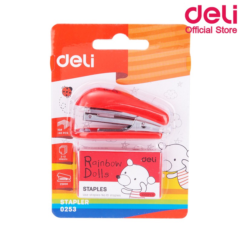 ชุดเย็บกระดาษมินิ-เบอร์-10-แถมฟรีลวดเย็บ-1-กล่อง-deli-0253-mini-stapler-10