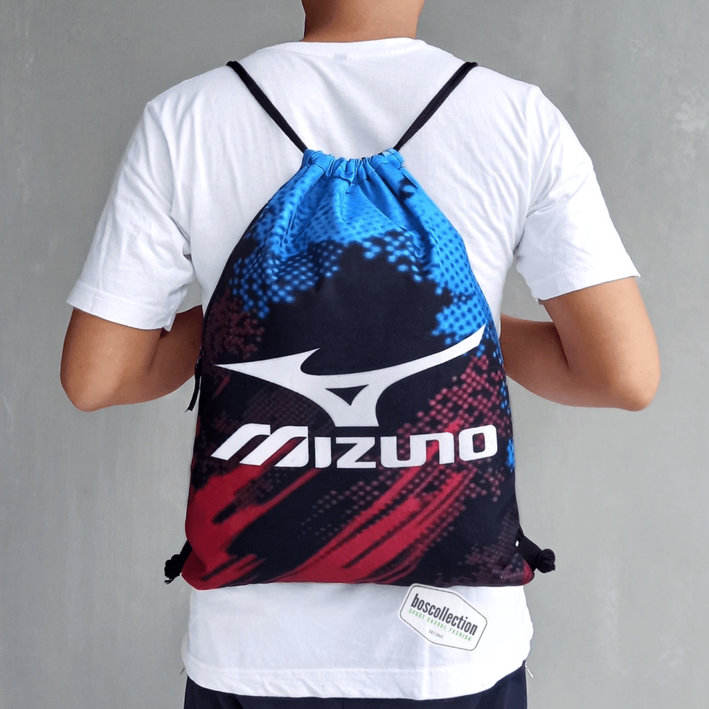 mizuno-กระเป๋ากีฬา-กระเป๋าหูรูด-สีแดง-สีฟ้า