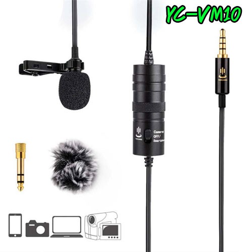 yc-vm10-clip-on-microphone-3-5mm-ไมค์หนีบเสื้อ-ไลฟ์สด-คาราโอเกะ-วีดีโอคอนเฟอร์เร้นซ์