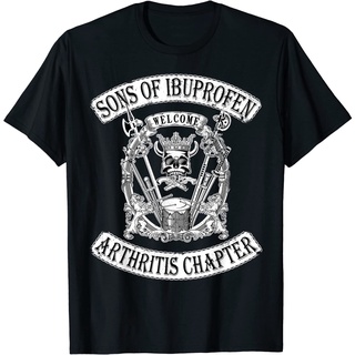 เสื้อยืดอินเทรนด์ผู้ชายอินเทรนด์ผู้หญิงเสื้อยืด คอกลม พิมพ์ลาย Sons of Ibuprofen Arthritis Chapter: Funny Old Biker แฟชั