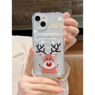 เคส โทรศัพท์ไอโฟน(iphone) แบบใส กวางคริสต์มาส พิมพ์ พร้อม ช่องเสียบการ์ด