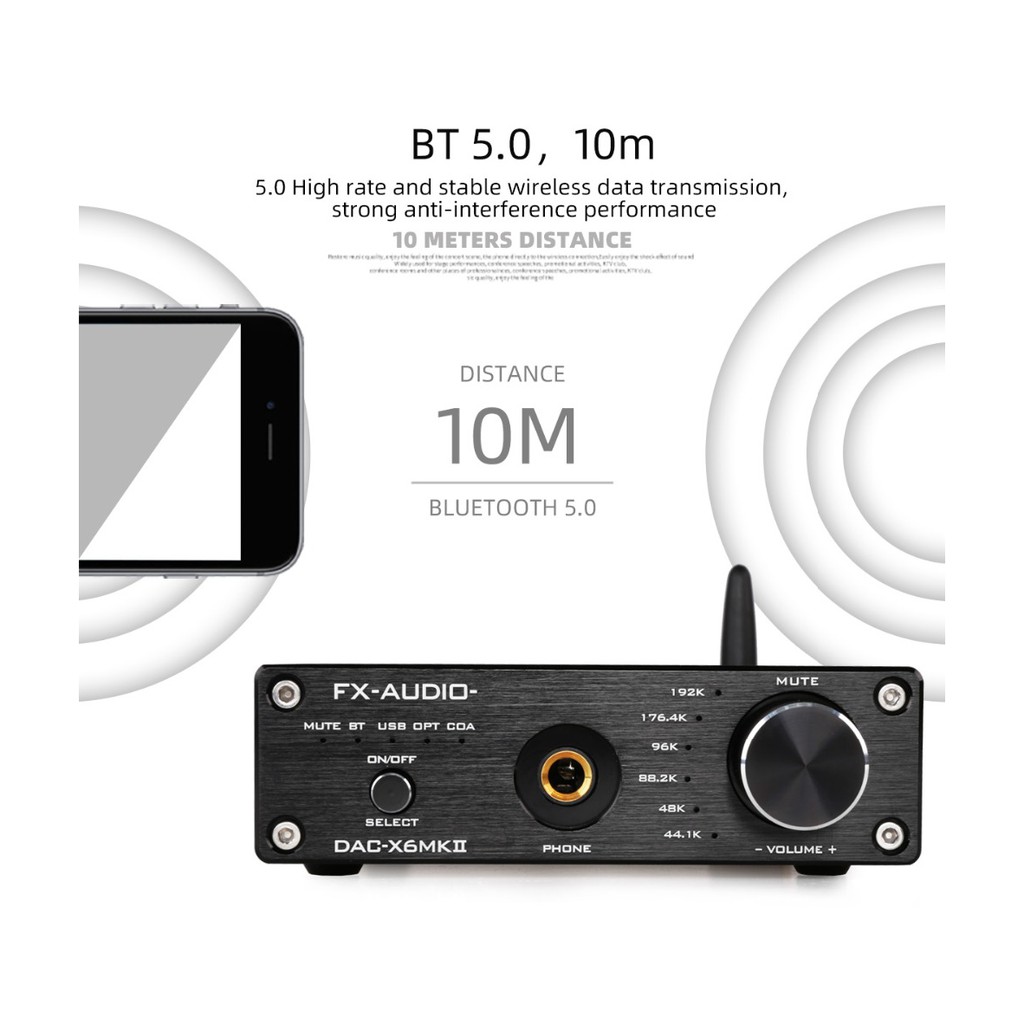 FX-เสียง DAC-X6 MKII ESS9018 TPA6120 ชิปบลูทูธ 5.0 APTX SPDIF Coaxial ...