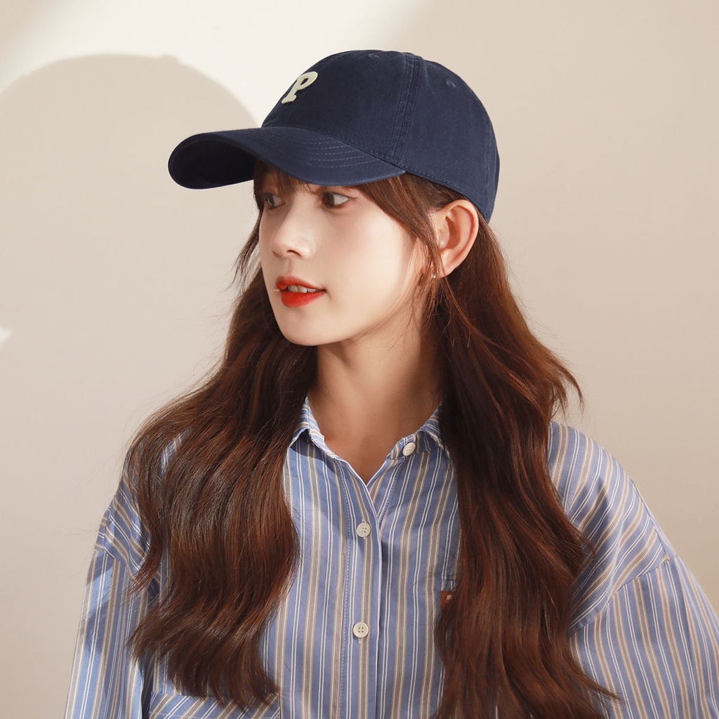 ภาพหน้าปกสินค้าตัวอักษรเกาหลี P หมวกเบสบอลหญิงหมวกกีฬาหมวกนุ่มสีส้มสกปรก จากร้าน yifei082201.th บน Shopee