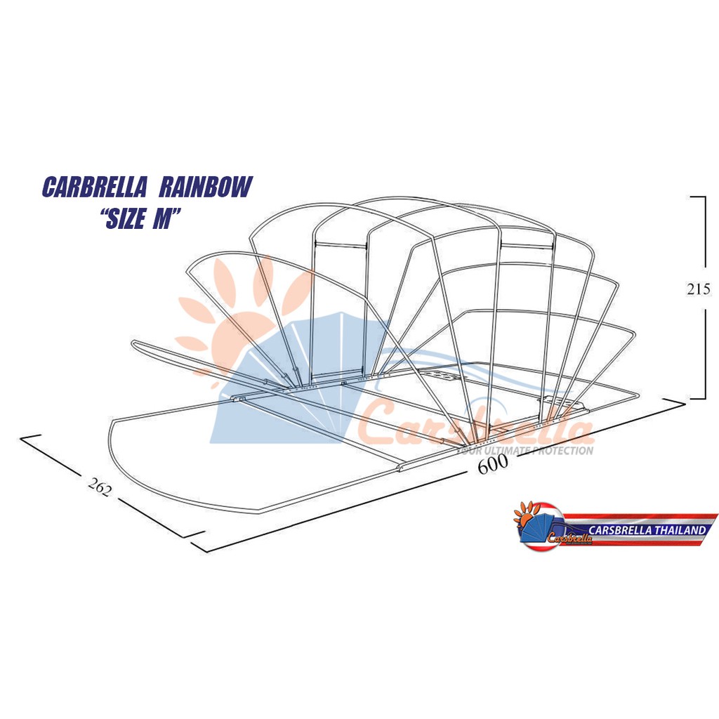 เต็นท์จอดรถพับเก็บได้-โรงจอดรถ-carsbrella-รุ่น-rainbow-ไซส์-m-สำหรับรถยนต์ที่มีขนาดกลาง