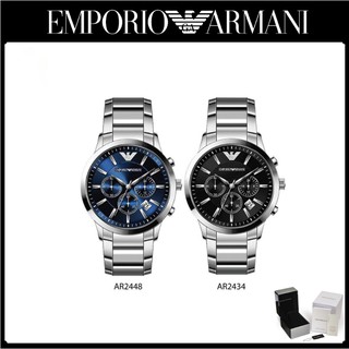 สินค้า พร้อมสต็อก ！Emporio Armani ของแท้100% AR2448 AR2434 - 43 mm นาฬิกาแบรนด์เนมAR นาฬิกาผู้หญิงผู้ชาย สินค้าพร้อมจัดส่ง A-88