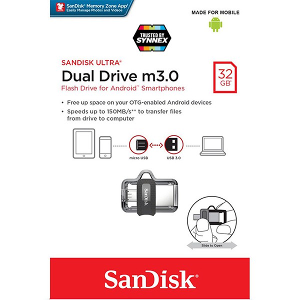 ภาพสินค้าSanDisk Ultra Dual Drive m3.0 32GB (SDDD3_032G_G46) OTG แฟลชไดร์ฟ สำหรับ สมาร์ทโฟน แท็บเล็ต Android ประกัน Synnex 5ปี จากร้าน sjcam_officialstore บน Shopee ภาพที่ 7