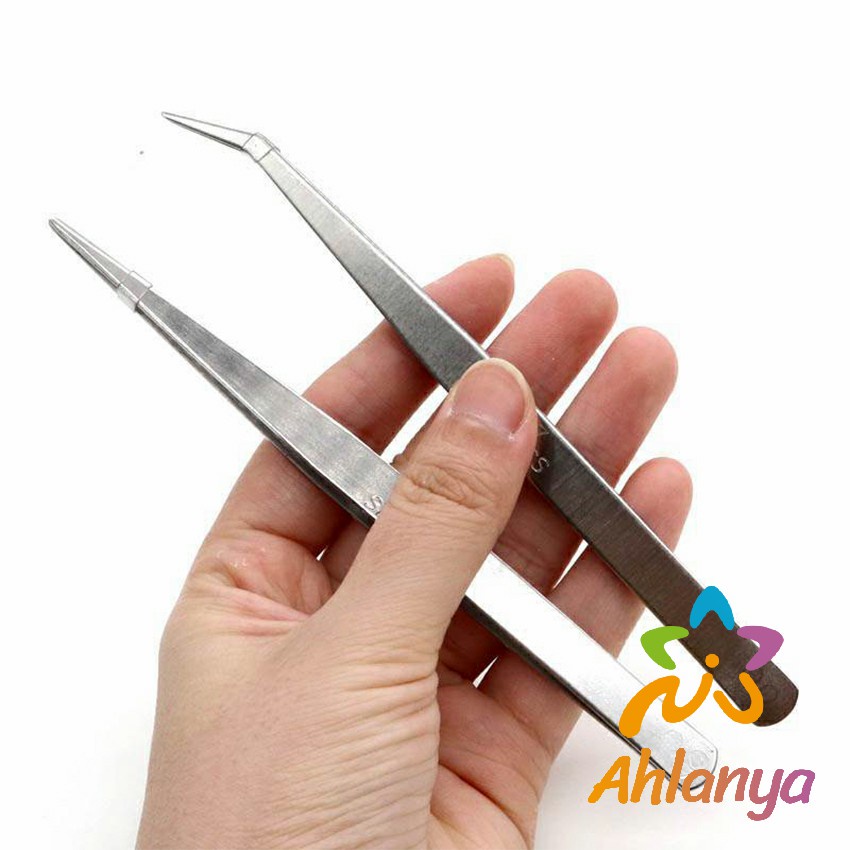 ahlanya-คีบหนีบสแตนเลส-คีมหนีบอเนกประสงค์-มี-2-แบบ-ปากคีบงอ-ปากคีบแหลม-stainless-steel-tweezers