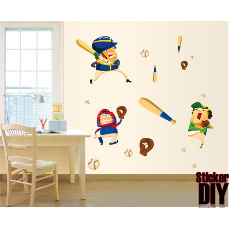 transparent-wall-sticker-สติ๊กเกอร์ติดผนัง-ทีมนักเบสบอล-กว้าง110xสูง100cm