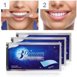 แผ่นฟอกฟันขาว 3D White Teeth Whitening Strips แผ่นแปะฟอกฟันขาว ฟอกสีฟัน