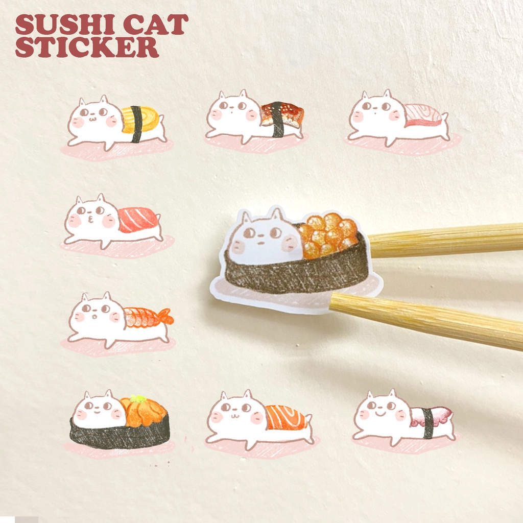 sushi-cat-breeds-สติกเกอร์น้องแมวซูชิ-น้องแมว-น่ารัก-sushi-sticker-สติกเกอร์น่ารัก-พร้อมส่ง-ตกแต่งสมุด-ไดคัท