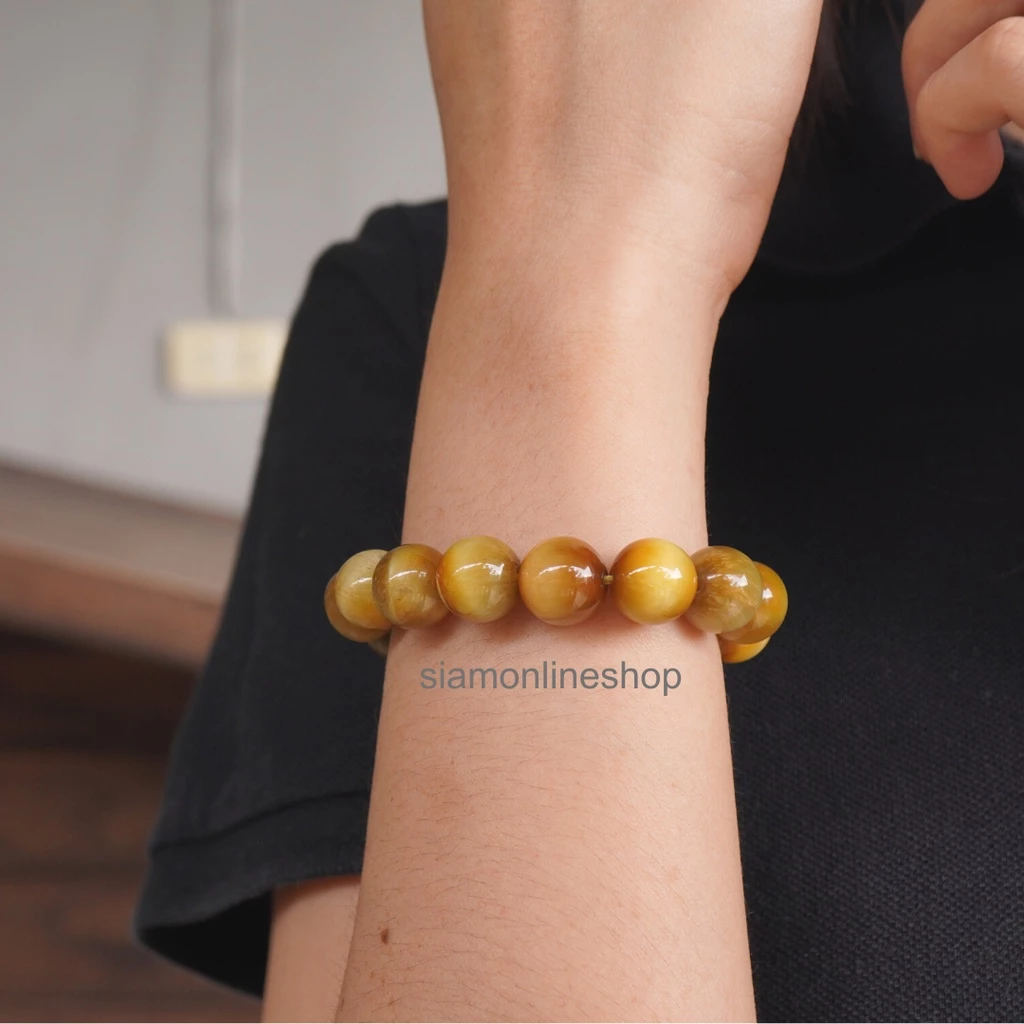GOLD TIGEREYE ไทเกอร์อาย สีทอง พลอยตาเสือ เลือกขนาดเม็ดหินได้ สร้อยข้อมือหินแท้ https://wayoza.com