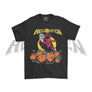 คอลูกเรือเสื้อยืดคอกลมเสื้อยืด พิมพ์ลาย HELLOWEEN HELLOWEEN BAND METAL ROCK BAND V3ผ้าฝ้ายแท้