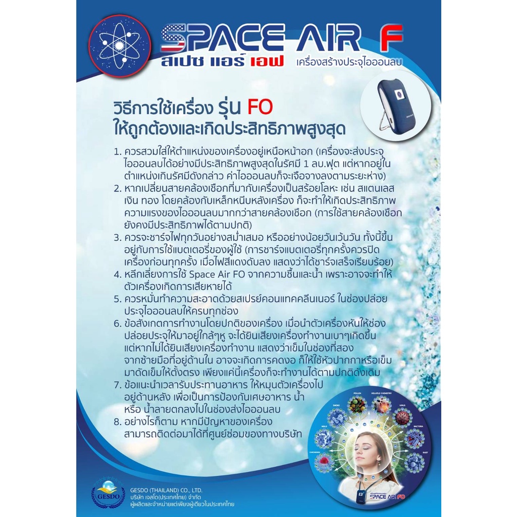 ภาพหน้าปกสินค้าโปร 5/5 พร้อมส่ง เครื่องฟอกอากาศพกพา SPACE AIR FO ประกันศูนย์ 3 เดือน (Wearable Ionizer Air Purifier)​ PM2.5 จากร้าน caramiles บน Shopee