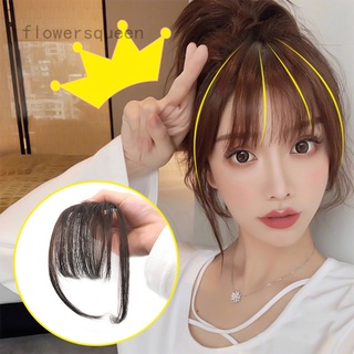 flowersqueen กิ๊บติดผมหน้าม้าสังเคราะห์ ทนความร้อน สั้น สีน้ําตาล สีดํา สําหรับผู้หญิง