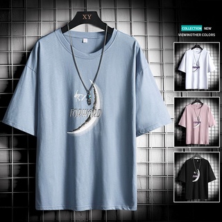 เสื้อยืดแขนสั้น แขนห้าส่วน ทรงหลวม สไตล์เกาหลี สําหรับผู้ชาย