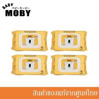 Baby Moby ผ้าเปียก ทิชชู่เปียก สูตรน้ำบริสุทธิ์ 99.9% 80 แผ่น Pure Water Wipes (4 ห่อ) //MB-39753(4)