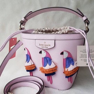 Kate Spade ♠️ Flock Party Parrot Pippa Leather Small Bucket Bag