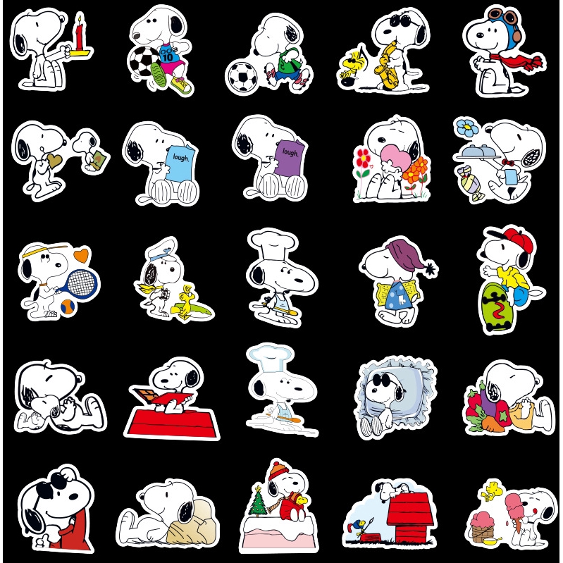 สติ๊กเกอร์ลายการ์ตูน-snoopy-กันน้ำ-100-ชิ้น