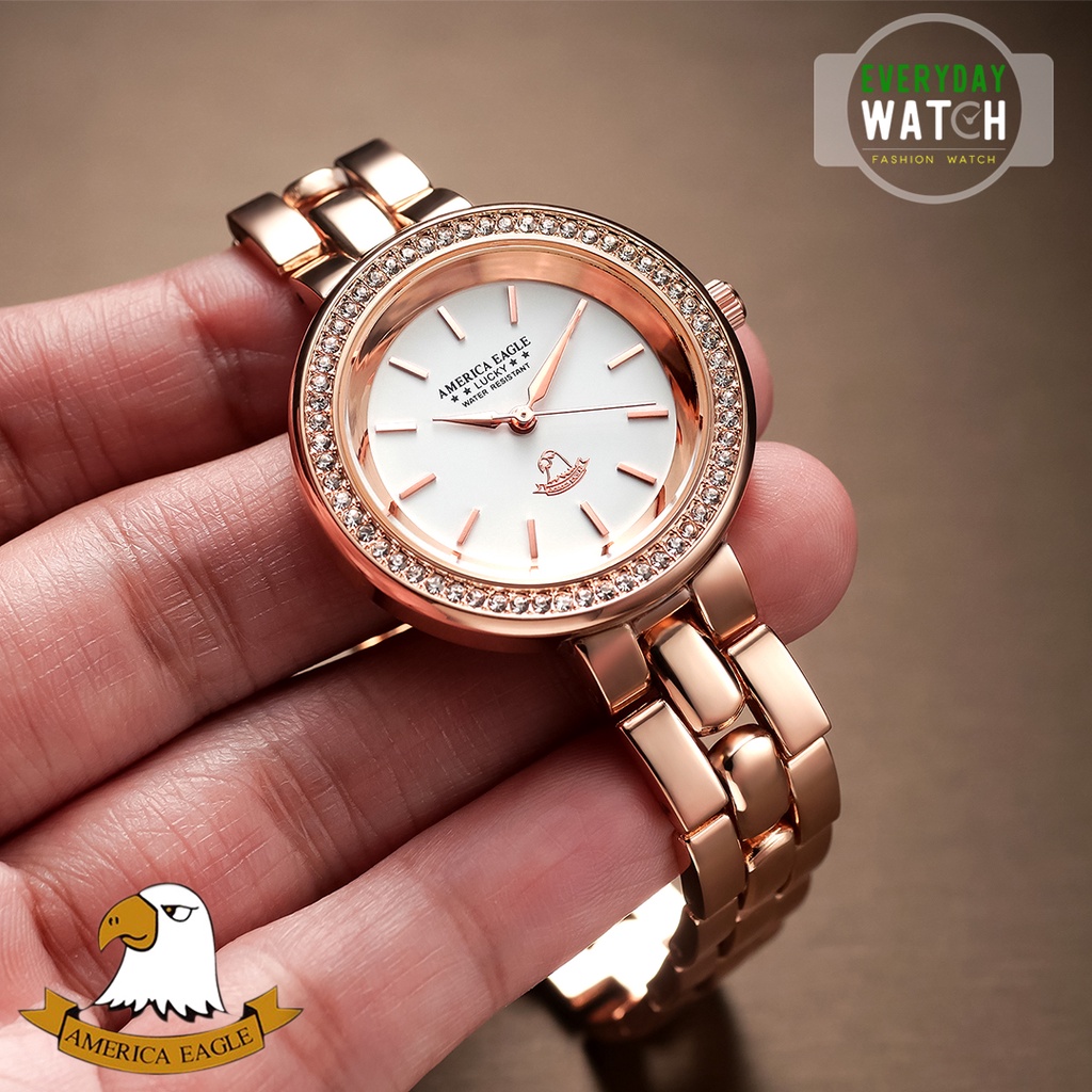 america-eagle-นาฬิกาข้อมือผู้หญิง-ประกันตัวเครื่อง-3-เดือน-สายสแตนเลส-สีrosegold-ae105l-rw