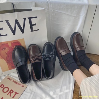 ภาพขนาดย่อของสินค้ารองเท้าหนังขนาดเล็กหญิงสไตล์อังกฤษย้อนยุค ใหม่ญี่ปุ่น jk รองเท้าส้นแบนโบว์ loafers