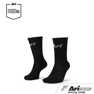 สินค้า ARI JUNIOR CREW SOCKS - BLACK/WHITE ถุงเท้าเด็ก อาริ สั้น สีดำ