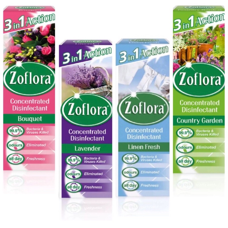 Zoflora น้ำยาฆ่าเชื้ออเนกประสงค์สูตรเข้มข้น ขนาด 120 ml. (มี 4 กลิ่น