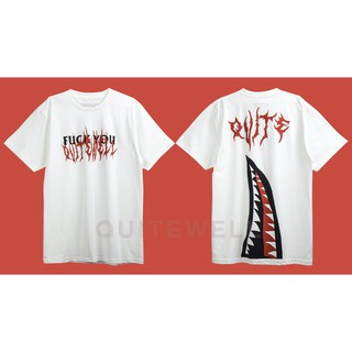 เสื้อยืดโอเวอร์ไซส์QWT70-2 SHARK WHITE ขาวS-3XL