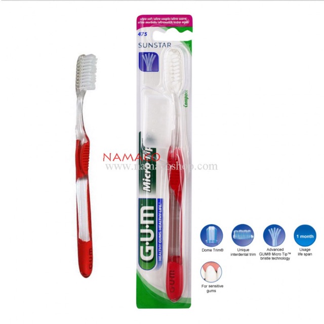 GUM Toothbrush แปรงสีฟัน Micro Tip compact 475 Shopee Thailand