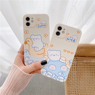 เคสโทรศัพท์มือถือแบบนิ่ม ลายหมีว่ายน้ํา มีลายด้านข้าง สําหรับ vivo Y20 Y11 Y20s Y20i Y12 Y21 Y21T Y33S Y12S Y12A Y17 Y15 Y19 V20 PRO Y72 5G Y15S Y85 V9 Y93 Y91C Y1S V11i S1 PRO