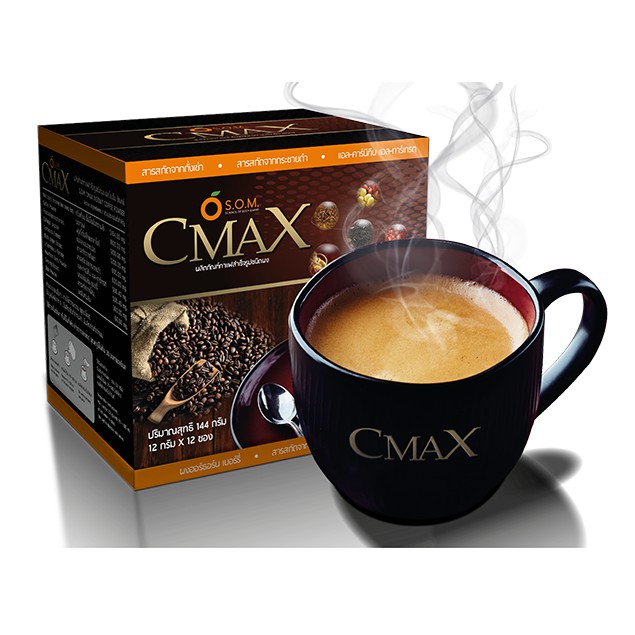 กาแฟซีแมคซ์-s-o-m-cmax-coffee-กาแฟโสม-กาแฟถั่งเช่า-กาแฟบำรุงสุขภาพ-12ซอง-กล่อง-ของแท้