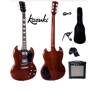 Set🚩 กีต้าร์ไฟฟ้า Siammusic ทรง SG / Kazuki KSG Series BKZ-KSG | พร้อมแอมป์  kazuki TG-15 กระเป๋า คาโป้ สายสะพาย