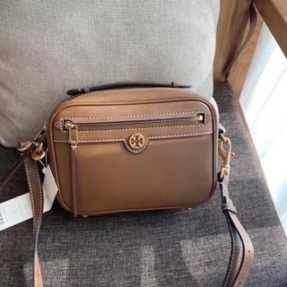 TORY BURCH T MONOGRAM LEATHER CAMERA BAG