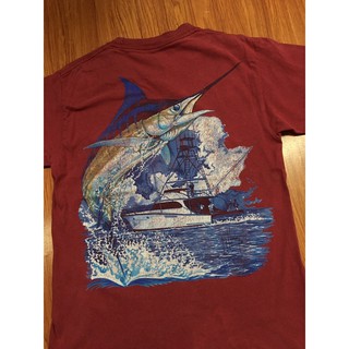 เสื้อยืดผ้าฝ้ายพิมพ์ลายขายดี เสื้อยืดลายปลามือสอง VINTAGE 00s GUY HARVEY POCKET TEE Size S มือ2