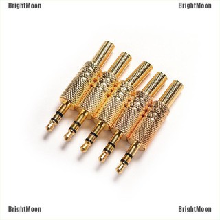 brightmoon 3 . 5 มม. 1/8 stereo male audio trs อะแดปเตอร์ปลั๊กเสียบแจ็คเชื่อมต่อสีทอง 5 ชิ้น