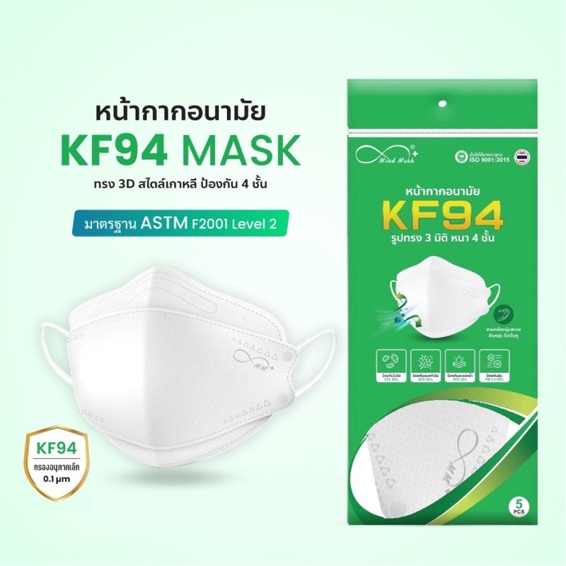 หน้ากากอนามัย KF94 ยี่ห้อ Mind Mask : แบบ 3D ฟิลเตอร์ 4 ชั้น ️ใส่สบาย ...