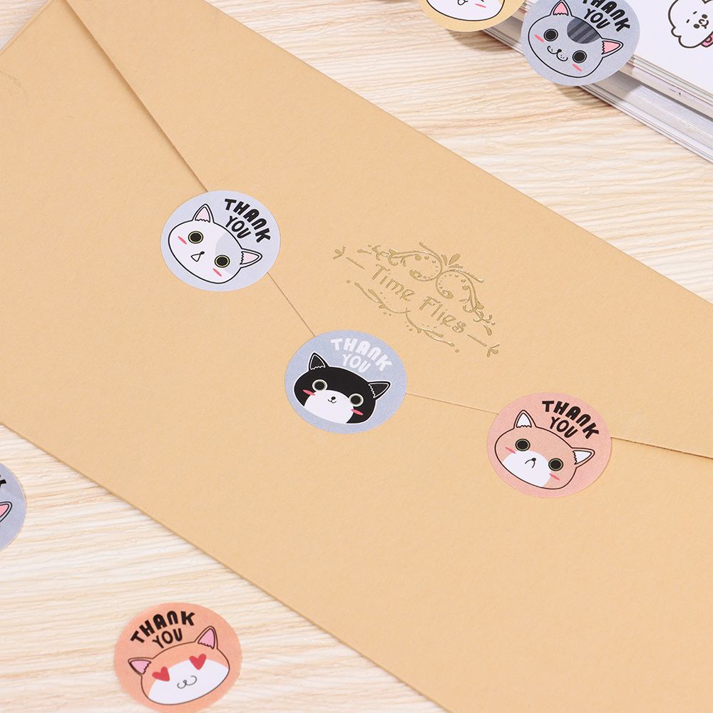 amber-500pcs-roll-for-envelopes-commodity-packaging-thank-you-stickers-easy-to-use-cartoon-cat-pattern-seal-lables-strong-self-adhesive-business-thanks-gift-box-packing-kraft-paper-made-roll-sticker
