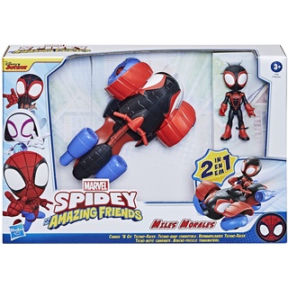 Marvel Spidey and His Amazing Friends Change N Go Techno-Racer Vehicle and Miles Morales: Spider-Man 4-inch Action Figure F1945 ฟิกเกอร์ Marvel Spidey and His Amazing Friends Change N Go Techno-Racer Vehicle and Miles Morales: Spider-Man 4 นิ้ว F1945