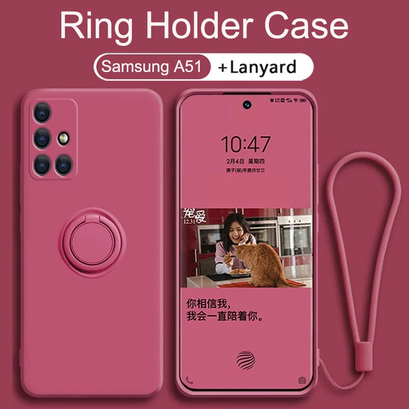 Samsung Galaxy A51 A71 A50 A70 A20s A30s A50s A70s Soft Liquid Silicone Case With Magnetic Ring
