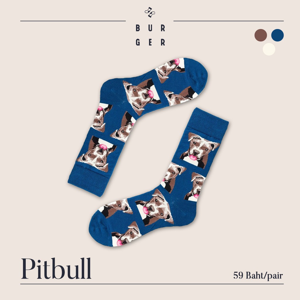 pitbull-ถุงเท้าแฟชั่น-ลายหมาพิทบูล-สายคิ้วท์-สายสตรีท-ถุงเท้าครึ่งแข้ง-ราคาถูก-คุณภาพดี