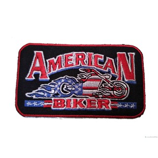AMERICAN BIKER ป้ายติดเสื้อแจ็คเก็ต อาร์ม ป้าย ตัวรีดติดเสื้อ อาร์มรีด อาร์มปัก Badge Embroidered Sew Iron On Patches