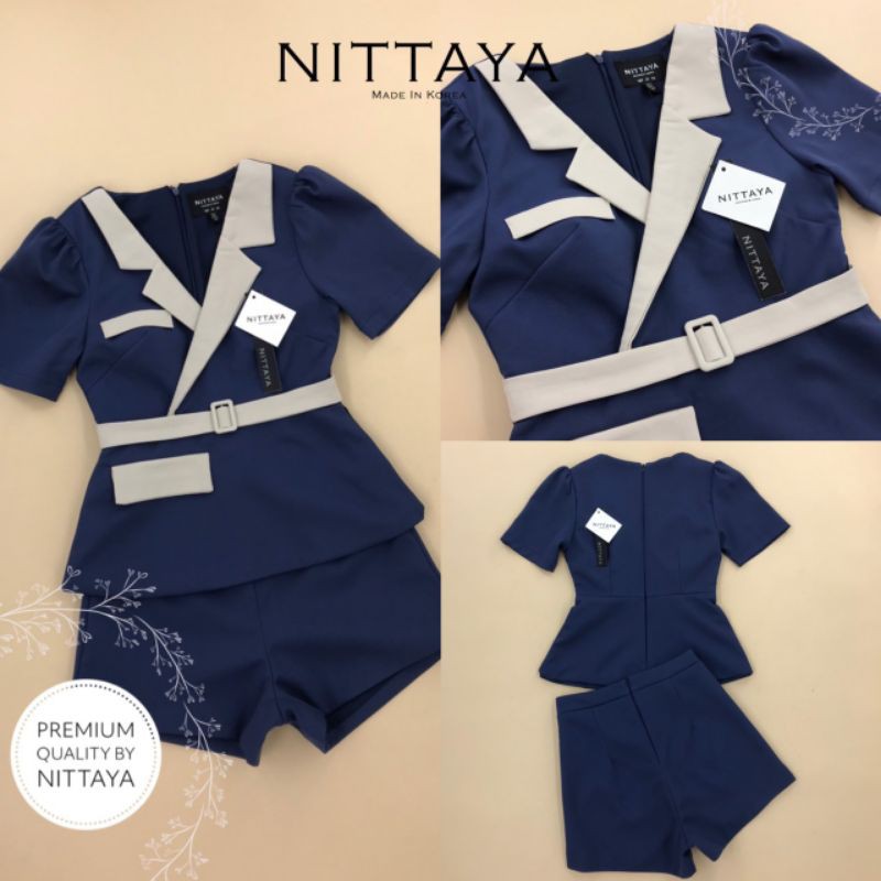 nittaya-set-เสื้อทูโทนคอปก-กางเกงขาสั้น