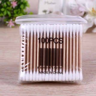 H194 คอตตอนบัด 100 ก้าน (แพ็คเดี่ยว) Cotton buds สำลีปั่นหูด้ามไม้ สำลีไม้ สำลีก้าน สำลีเช็ดเครื่องสำอาง