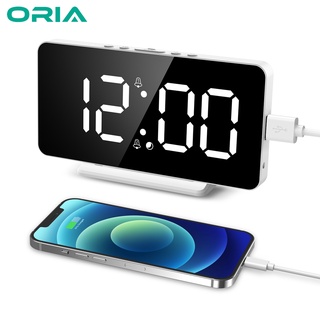 Oria นาฬิกาปลุกดิจิทัล LED พร้อมฟังก์ชั่นเลื่อนปลุกคู่ รูปแบบ 12/24H