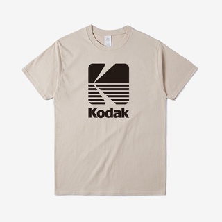 เกาหลี Kodak การถ่ายภาพโลโก้เสื้อยืดผู้ชายกล้องฟิล์ม Retro แขนสั้นเสื้อวินเทจ Hot แนวโน้มบุคลิกภาพ teeเสื เสื้อยืดสีพื้น