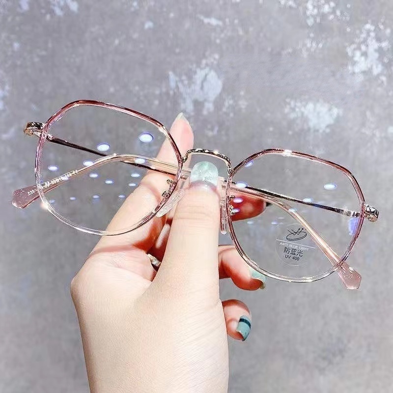 แว่นตาสายตาสั้น-แว่นสายตาสั้น-50-600-กรอบโลหะใส-ทรงวงรี-เบาพิเศษ-สีดํา-แฟชั่นสําหรับผู้หญิง-แว่นกลม
