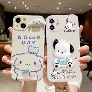 Compatible For iPhone 15 14 Pro Max 13 12 mini 6S 6 7 8 Plus 11 Pro X XR XS Max se 2020 เคสโทรศัพท์มือถือซิลิโคน ลาย Pachacco Cinnamoroll น่ารัก สามมิติ สําหรับ